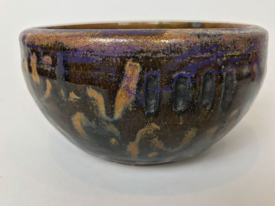 Vintage 1974 Mid-Century Pottery Bowl Signed S.A.T. P Enclosed By Triangle [Photo 8]