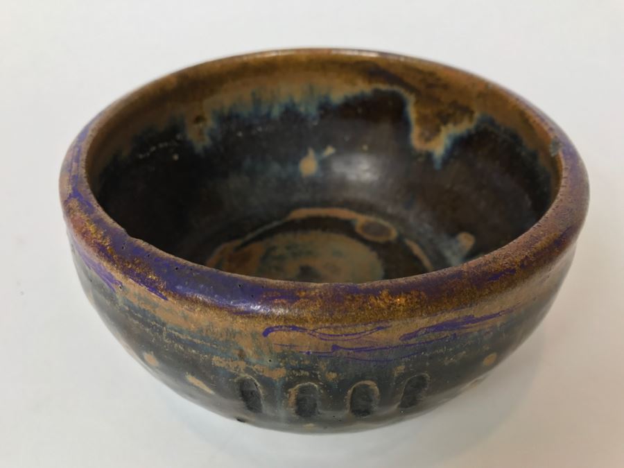 Vintage 1974 Mid-Century Pottery Bowl Signed S.A.T. P Enclosed By Triangle [Photo 4]