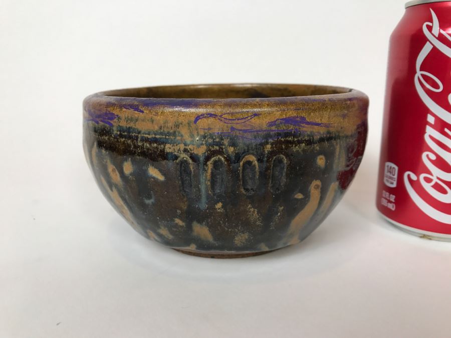 Vintage 1974 Mid-Century Pottery Bowl Signed S.A.T. P Enclosed By Triangle [Photo 1]
