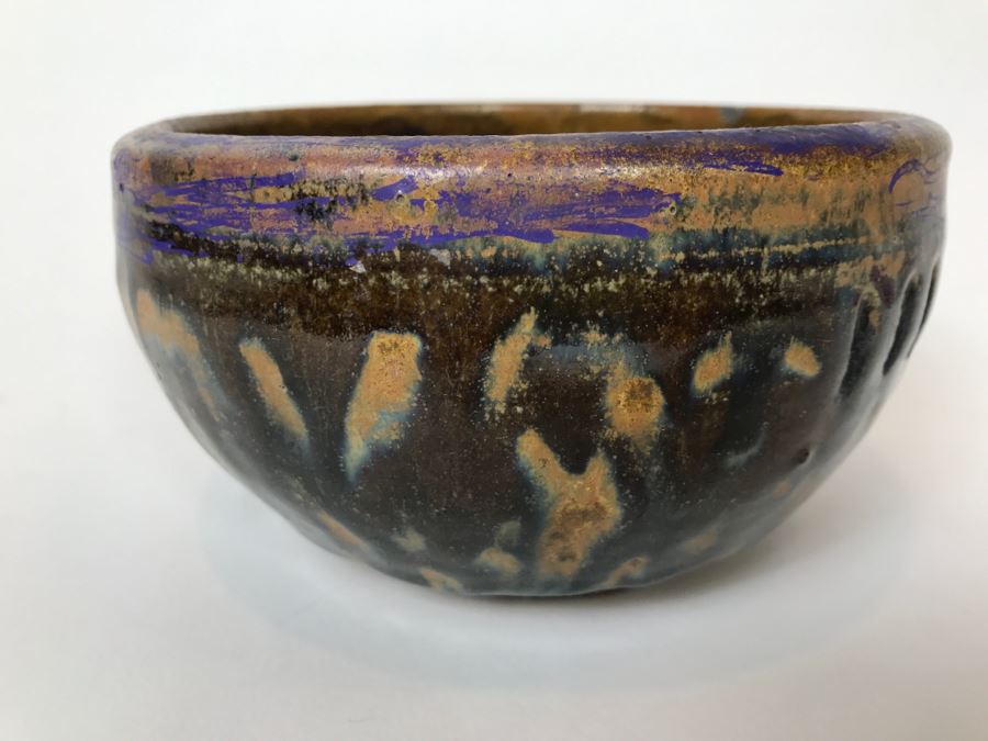 Vintage 1974 Mid-Century Pottery Bowl Signed S.A.T. P Enclosed By Triangle [Photo 6]