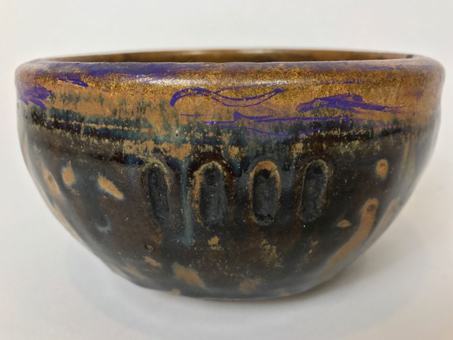 Vintage 1974 Mid-Century Pottery Bowl Signed S.A.T. P Enclosed By Triangle [Photo 2]