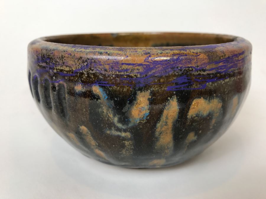 Vintage 1974 Mid-Century Pottery Bowl Signed S.A.T. P Enclosed By Triangle [Photo 7]