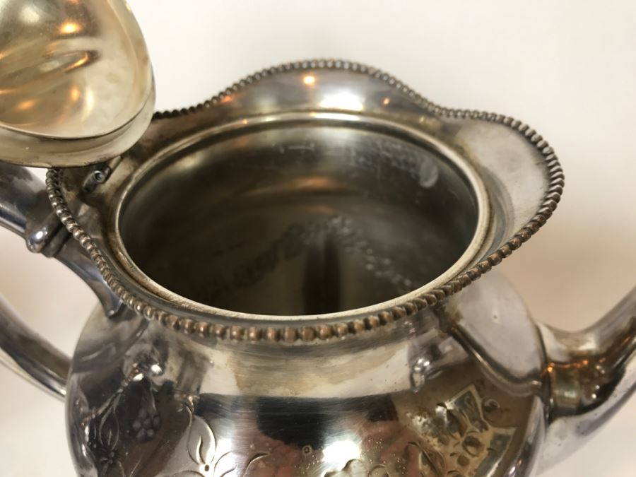 Vintage Pairpoint Mfg Co Quadruple Plate Silver Tea Set New Bedford, Mass [Photo 11]