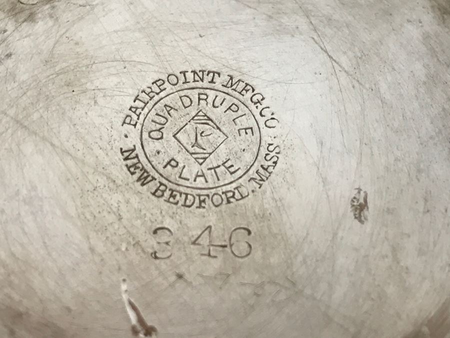 Vintage Pairpoint Mfg Co Quadruple Plate Silver Tea Set New Bedford, Mass [Photo 27]