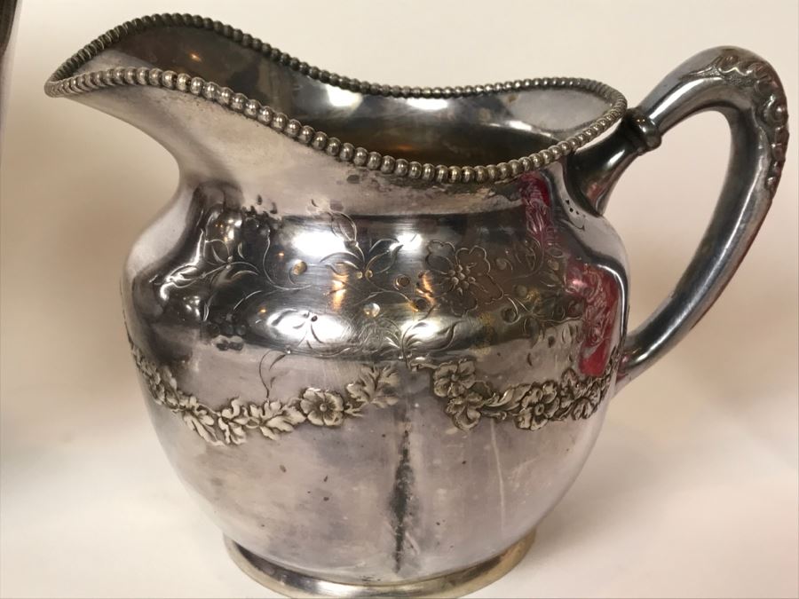 Vintage Pairpoint Mfg Co Quadruple Plate Silver Tea Set New Bedford, Mass [Photo 5]