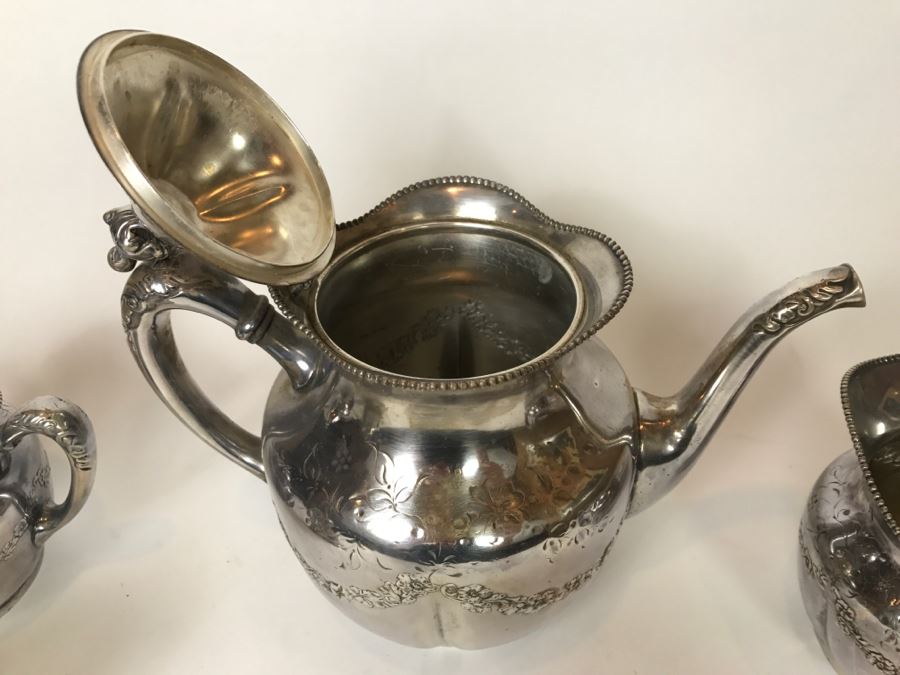 Vintage Pairpoint Mfg Co Quadruple Plate Silver Tea Set New Bedford, Mass [Photo 10]