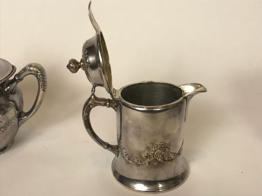 Vintage Pairpoint Mfg Co Quadruple Plate Silver Tea Set New Bedford, Mass [Photo 17]