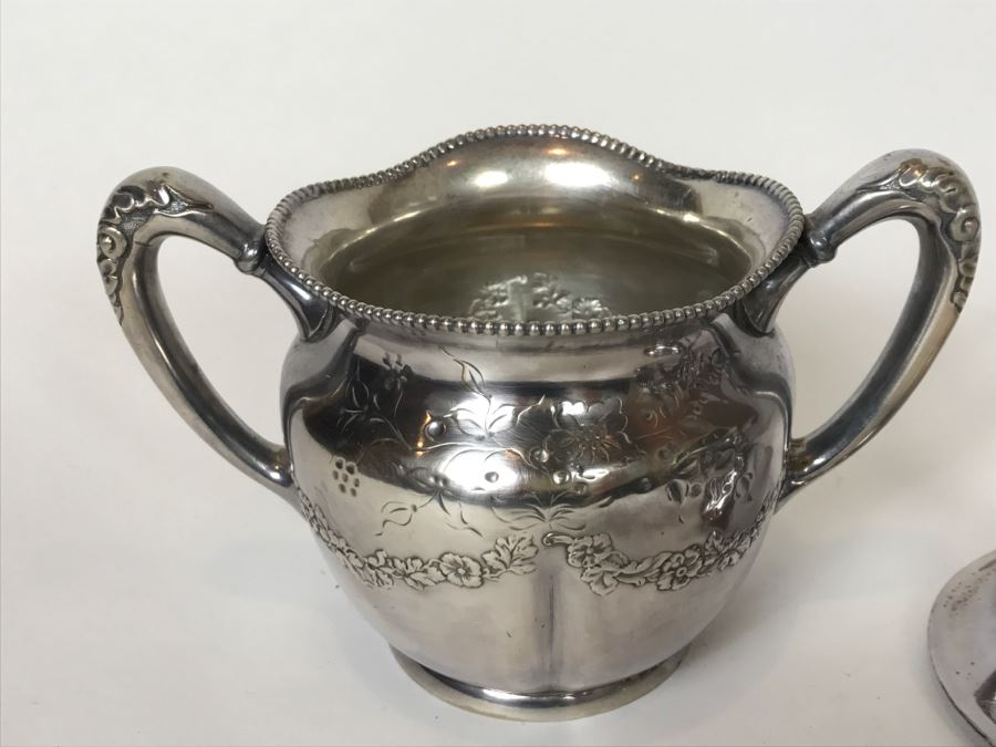 Vintage Pairpoint Mfg Co Quadruple Plate Silver Tea Set New Bedford, Mass [Photo 23]
