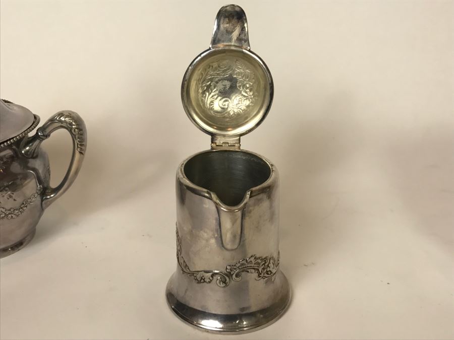 Vintage Pairpoint Mfg Co Quadruple Plate Silver Tea Set New Bedford, Mass [Photo 18]