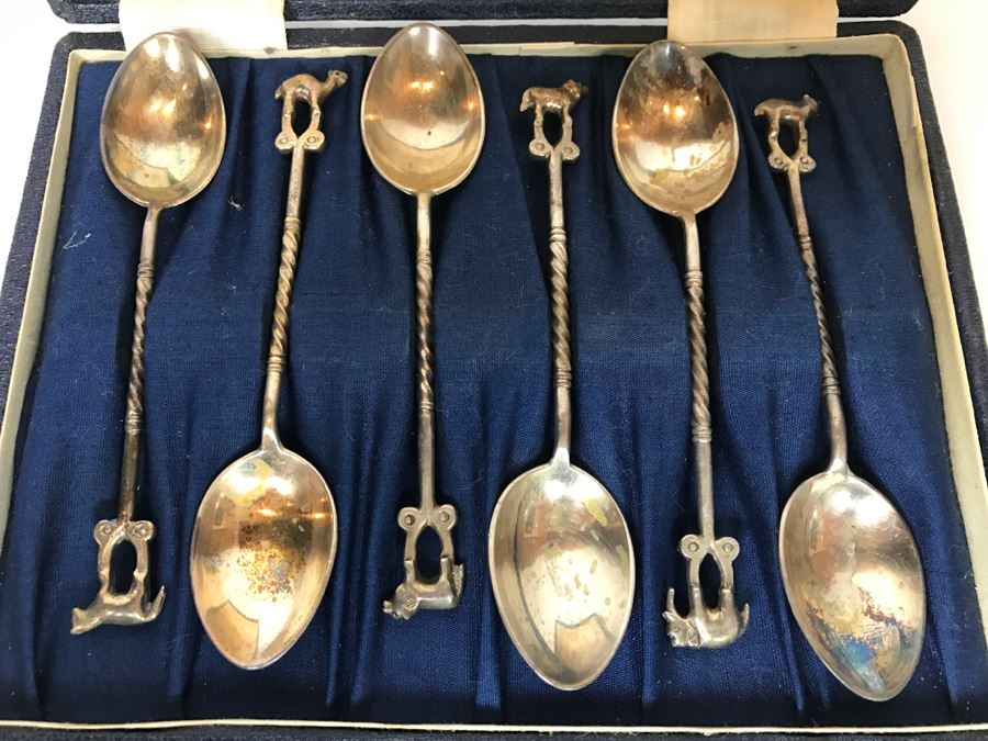 Vintage Jagat Narain & Sons India Sterling Silver Animal Themed Spoons 120g [Photo 1]