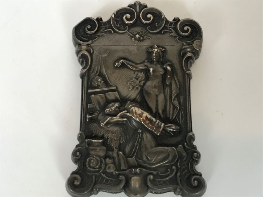 Vintage Ornate Repousse Silverplate Match Box Matchbox Holder [Photo 9]