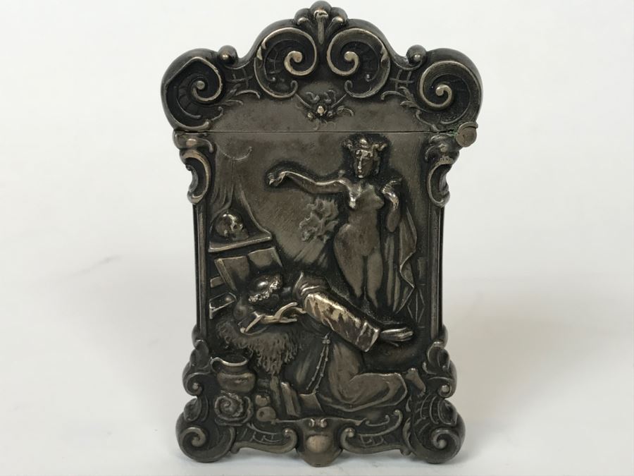 Vintage Ornate Repousse Silverplate Match Box Matchbox Holder [Photo 23]