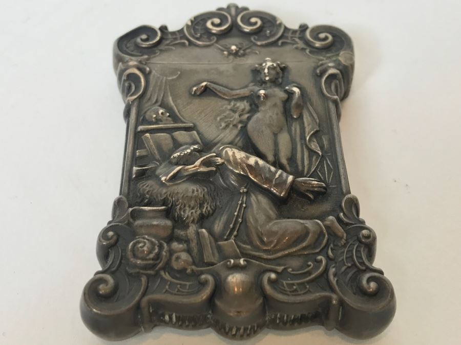 Vintage Ornate Repousse Silverplate Match Box Matchbox Holder [Photo 2]