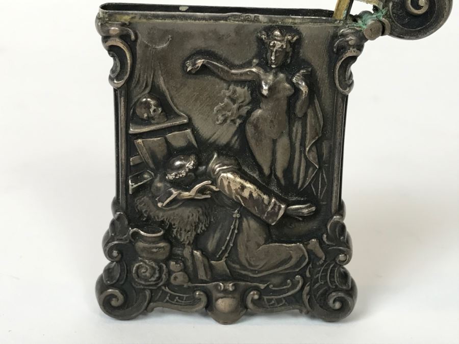 Vintage Ornate Repousse Silverplate Match Box Matchbox Holder [Photo 19]