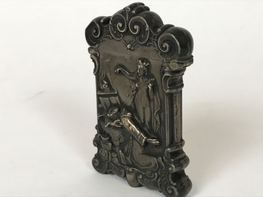 Vintage Ornate Repousse Silverplate Match Box Matchbox Holder [Photo 25]