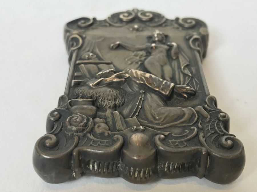 Vintage Ornate Repousse Silverplate Match Box Matchbox Holder [Photo 5]