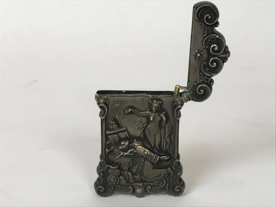 Vintage Ornate Repousse Silverplate Match Box Matchbox Holder [Photo 18]