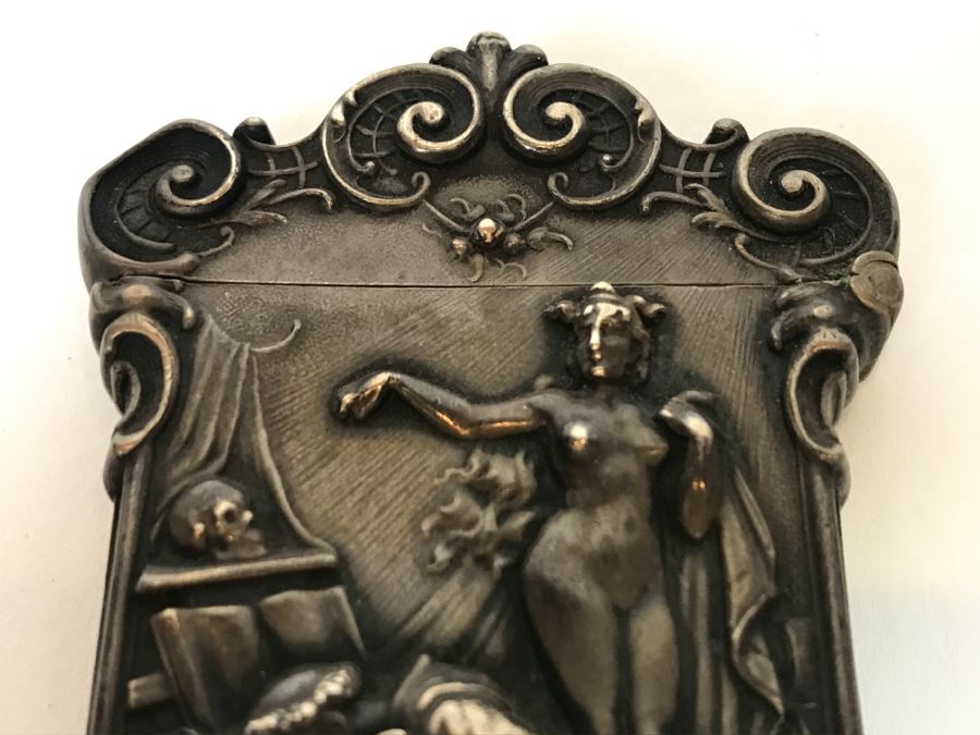 Vintage Ornate Repousse Silverplate Match Box Matchbox Holder [Photo 8]
