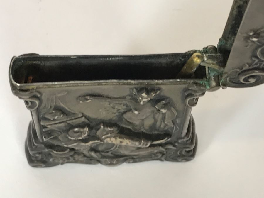 Vintage Ornate Repousse Silverplate Match Box Matchbox Holder [Photo 21]