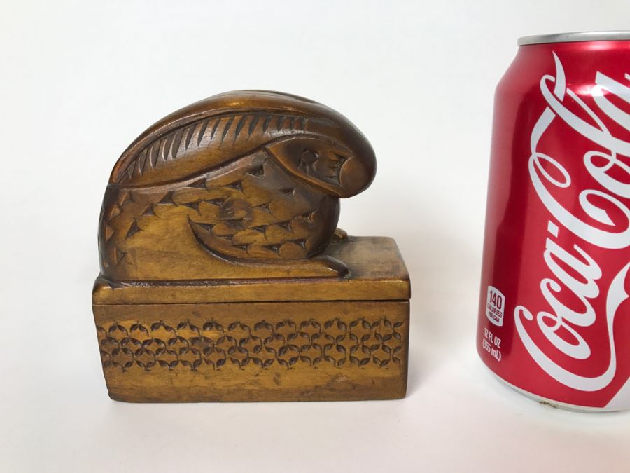 Carved Rabbit Wooden Russian Trinket Box [Photo 1]