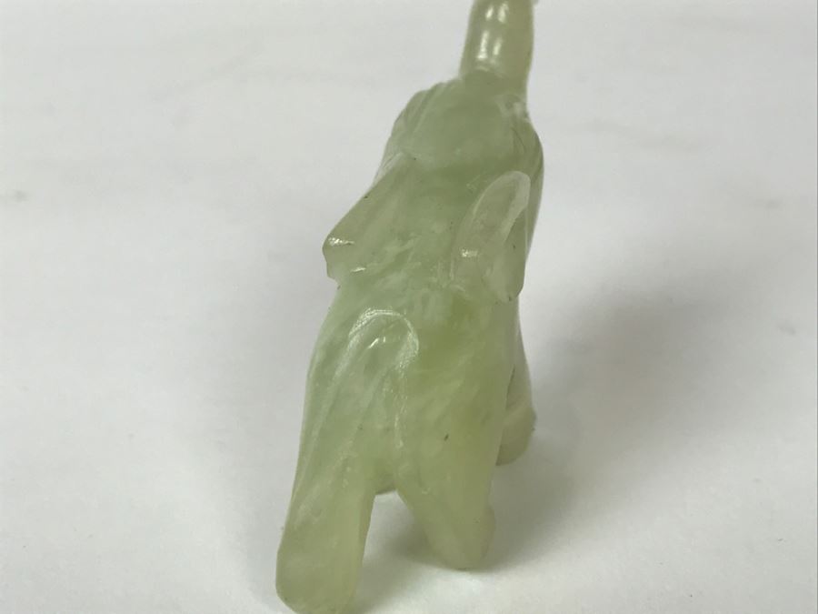 Small Carved Ebony Wood (Made In Ceylon) And Carved Stone Elephants With Trunks Up [Photo 15]