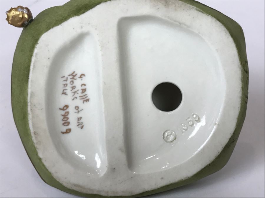 Vintage 1959 G. Calle Works Of Art Figurine Of Baby Petting Dog Italy [Photo 12]