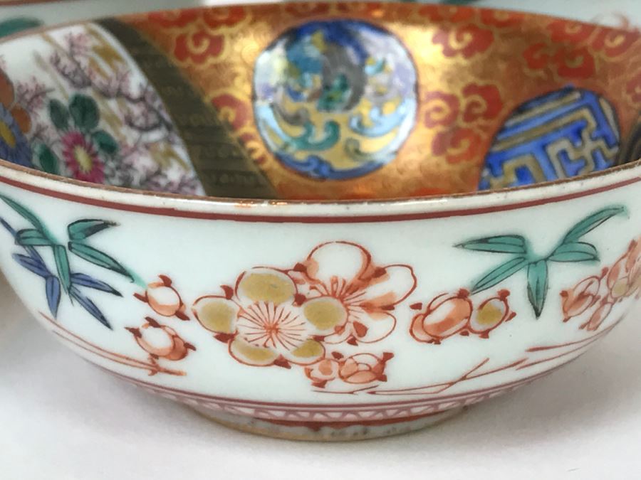 Vintage Set Of 5 Signed Hand Painted Japanese Porcelain Bowls (Small) [Photo 12]