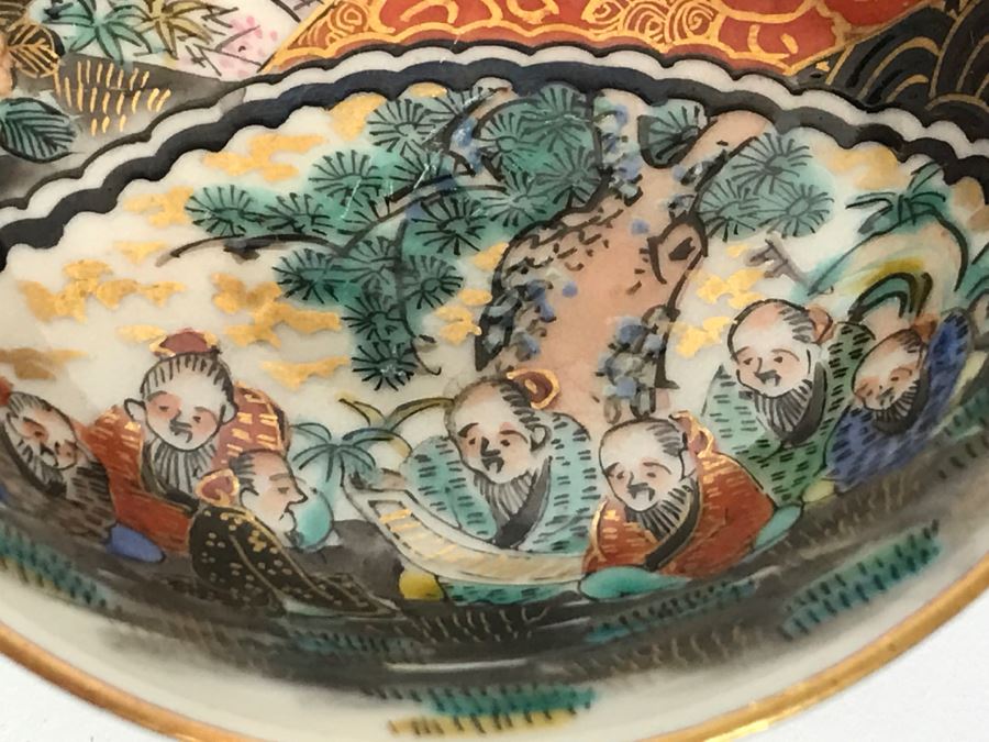 Vintage Set Of 5 Signed Hand Painted Japanese Porcelain Bowls (Small) [Photo 9]