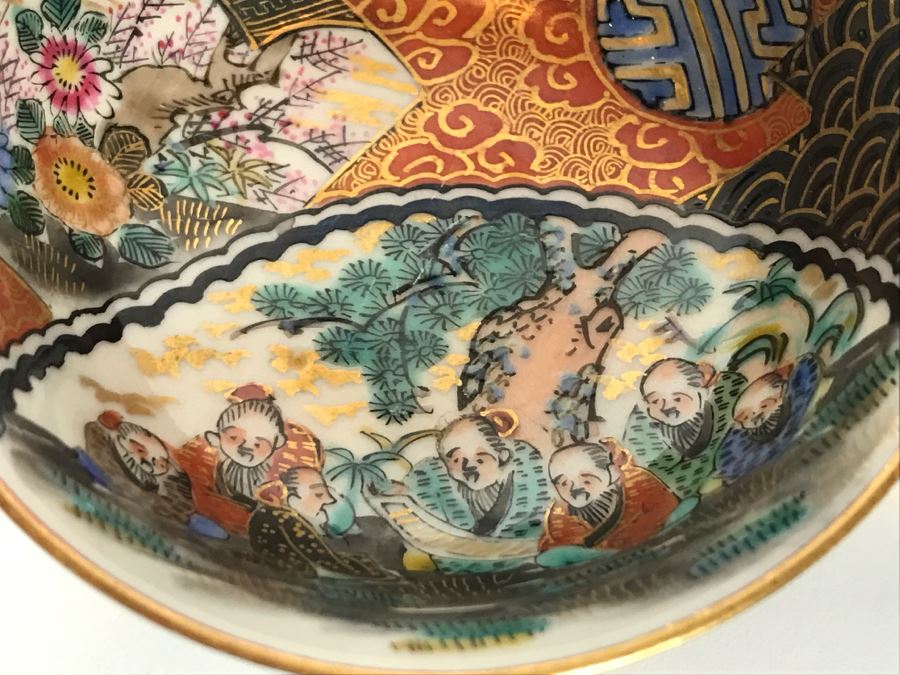 Vintage Set Of 5 Signed Hand Painted Japanese Porcelain Bowls (Small) [Photo 8]