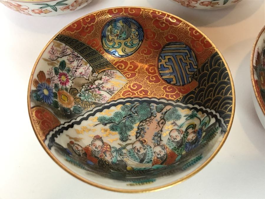 Vintage Set Of 5 Signed Hand Painted Japanese Porcelain Bowls (Small) [Photo 4]