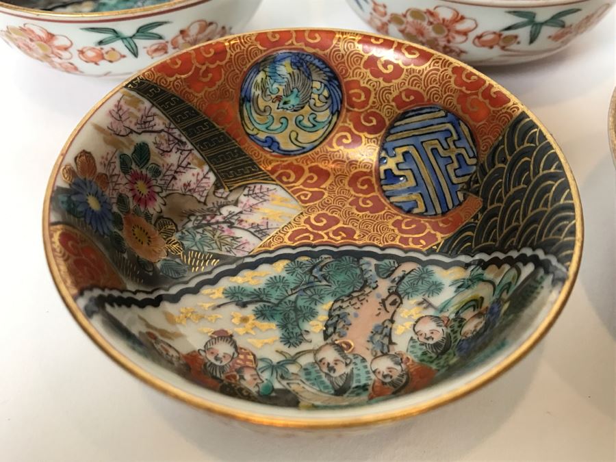 Vintage Set Of 5 Signed Hand Painted Japanese Porcelain Bowls (Small) [Photo 3]