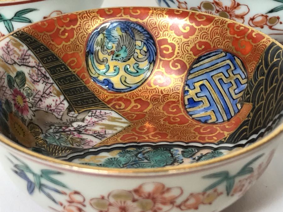 Vintage Set Of 5 Signed Hand Painted Japanese Porcelain Bowls (Small) [Photo 10]