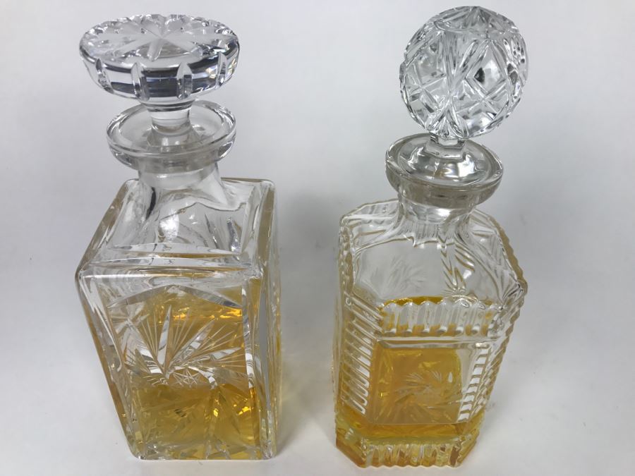 Pair Of Cut Glass Liquor Decanters With Stoppers [Photo 8]