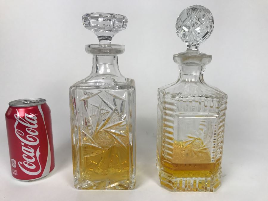 Pair Of Cut Glass Liquor Decanters With Stoppers [Photo 2]