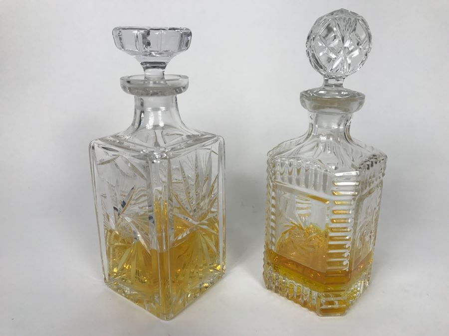 Pair Of Cut Glass Liquor Decanters With Stoppers [Photo 9]