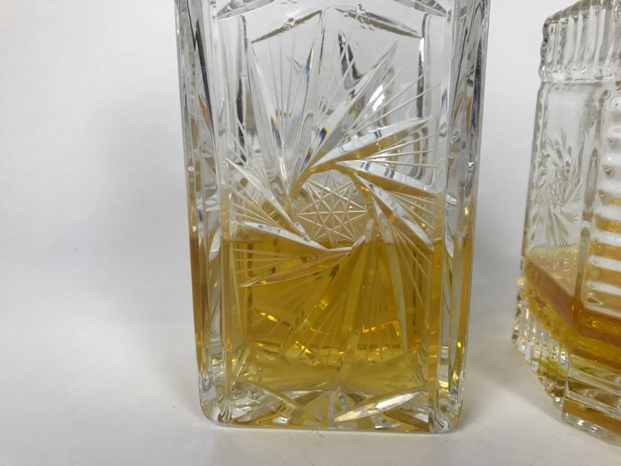Pair Of Cut Glass Liquor Decanters With Stoppers [Photo 4]