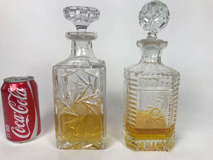 Pair Of Cut Glass Liquor Decanters With Stoppers [Photo 1]