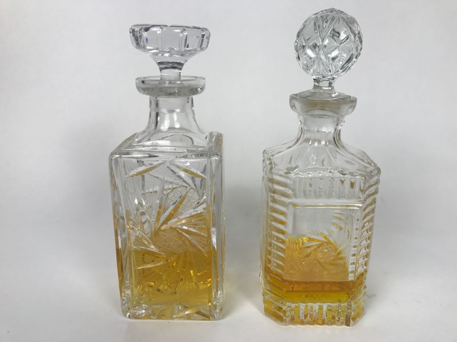 Pair Of Cut Glass Liquor Decanters With Stoppers [Photo 3]