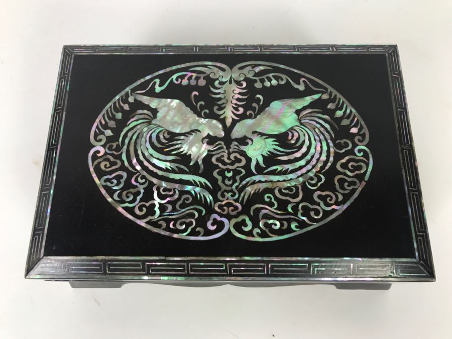 Mother Of Pearl Inlay Lacquer Wooden Box