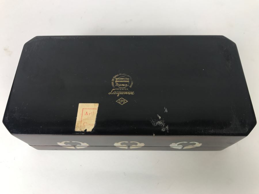 Japanese Made In Occupied Japan Maruni Lacquerware Box With Mother Of Pearl Inlay Filled With Sewing Supplies [Photo 14]