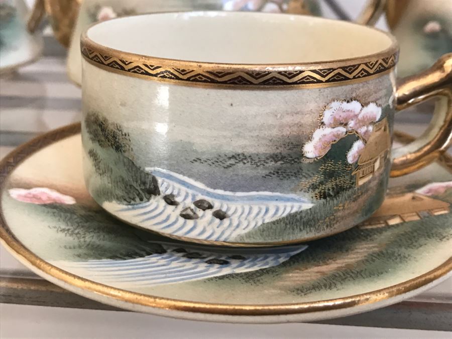 Vintage Hand Painted China Tea Set Signed Apx 22 Pieces [Photo 12]