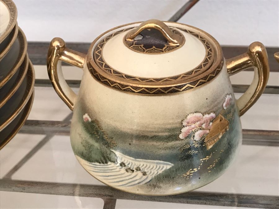 Vintage Hand Painted China Tea Set Signed Apx 22 Pieces [Photo 10]