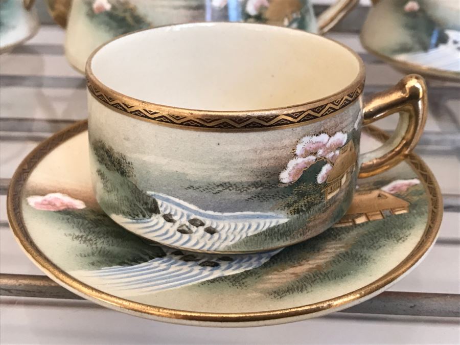 Vintage Hand Painted China Tea Set Signed Apx 22 Pieces [Photo 11]