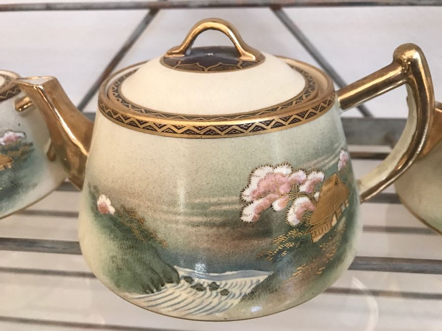 Vintage Hand Painted China Tea Set Signed Apx 22 Pieces [Photo 3]