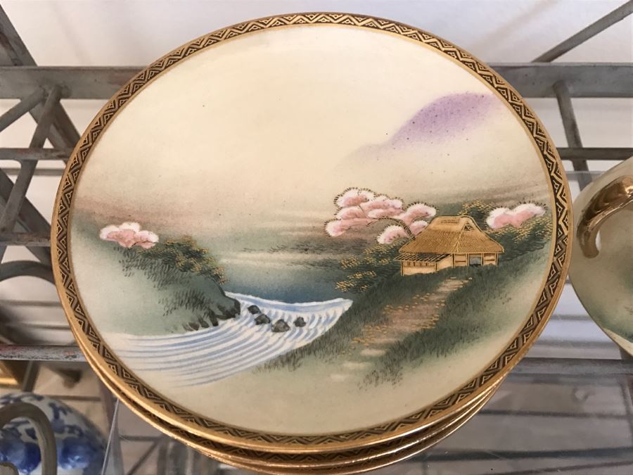 Vintage Hand Painted China Tea Set Signed Apx 22 Pieces [Photo 14]