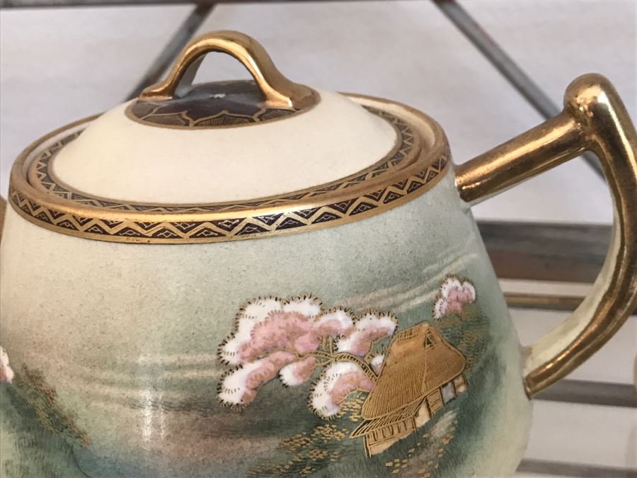 Vintage Hand Painted China Tea Set Signed Apx 22 Pieces [Photo 6]