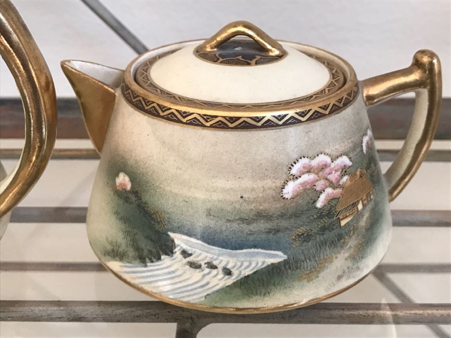 Vintage Hand Painted China Tea Set Signed Apx 22 Pieces [Photo 9]