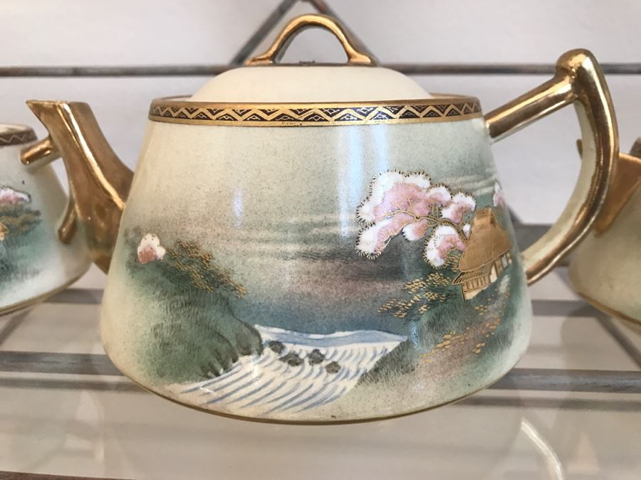 Vintage Hand Painted China Tea Set Signed Apx 22 Pieces [Photo 2]