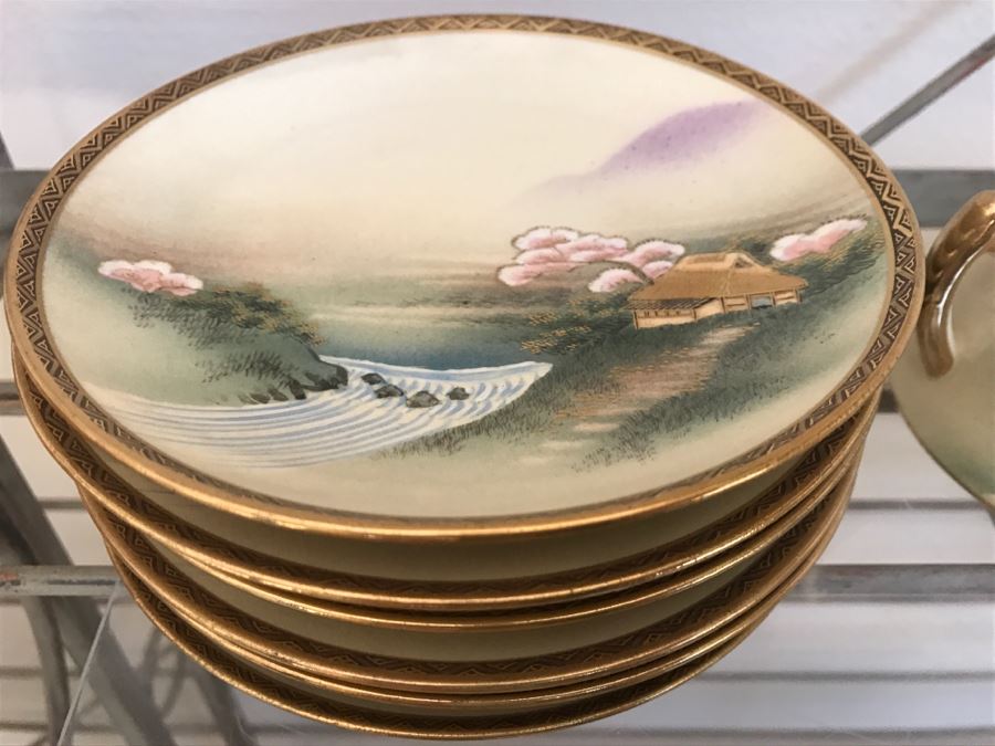 Vintage Hand Painted China Tea Set Signed Apx 22 Pieces [Photo 13]