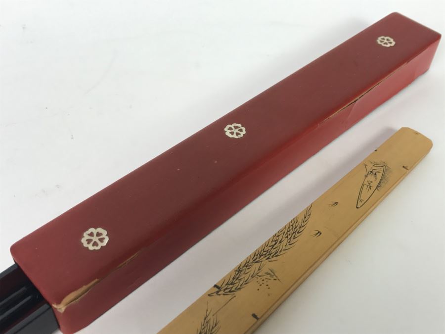 Vintage Lacquer With Mother Of Pearl Inlay Chopsticks And Bamboo Chopsticks [Photo 6]